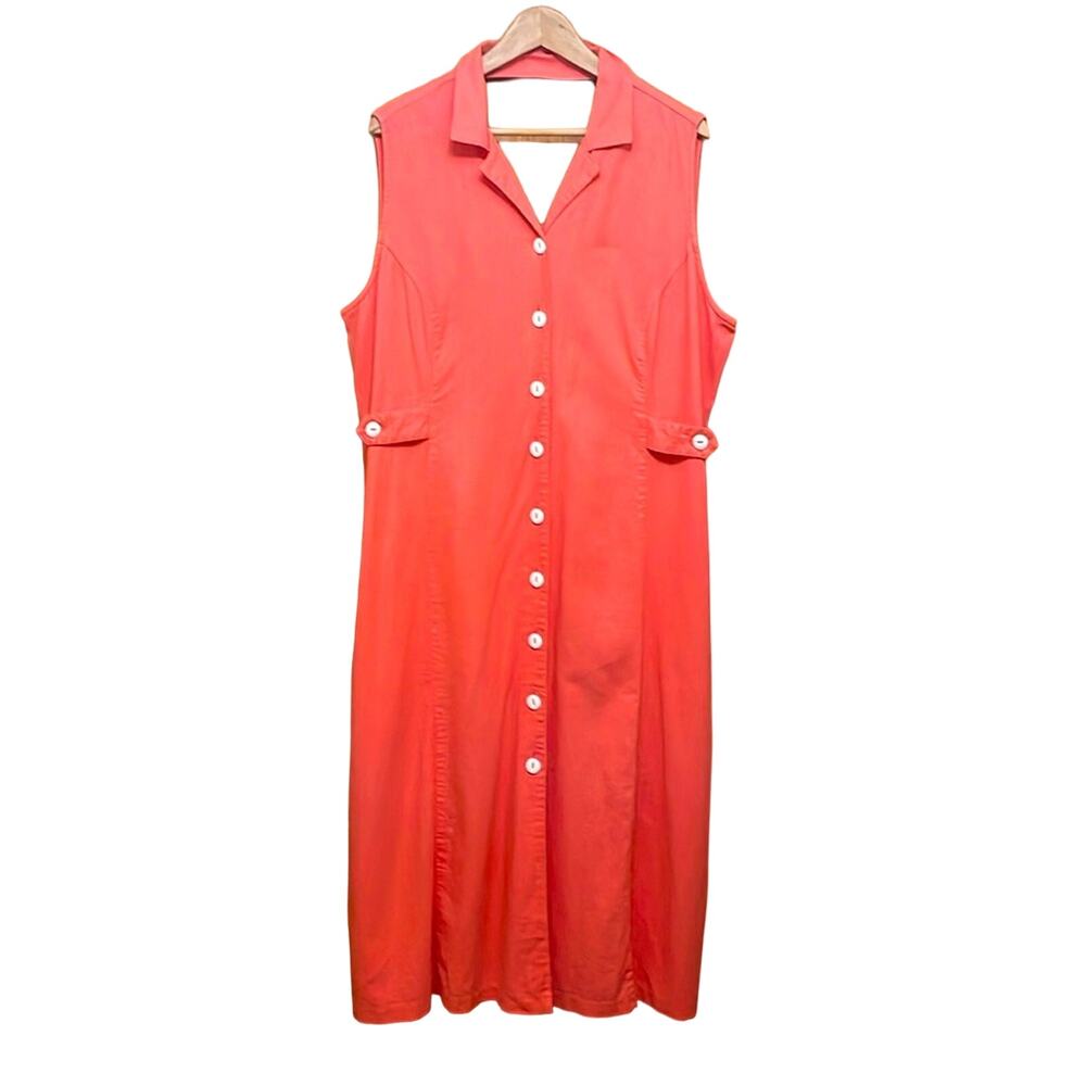 Erika Linen Blend Button Down Dress. 1X